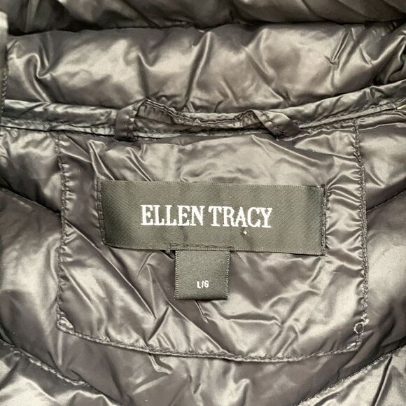 Ellen Tracy Puffed Zip Full Mock Neck Pockets Black Women’s Jacket Size L - Picture 3 of 9